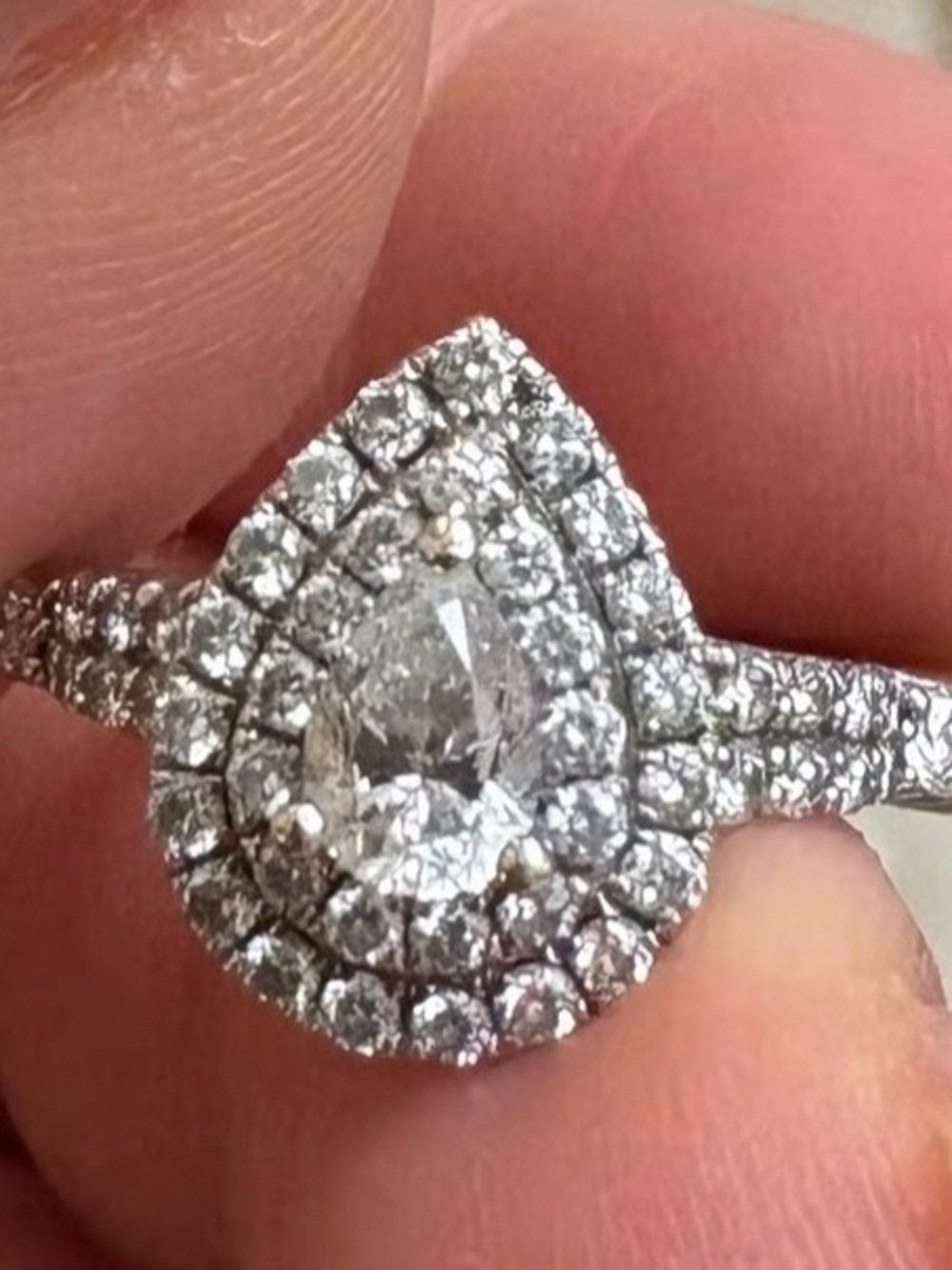 Zales Disney Enchanted Ariel Genuine Natural Diamond Pear Double Halo 14k Ring 💍